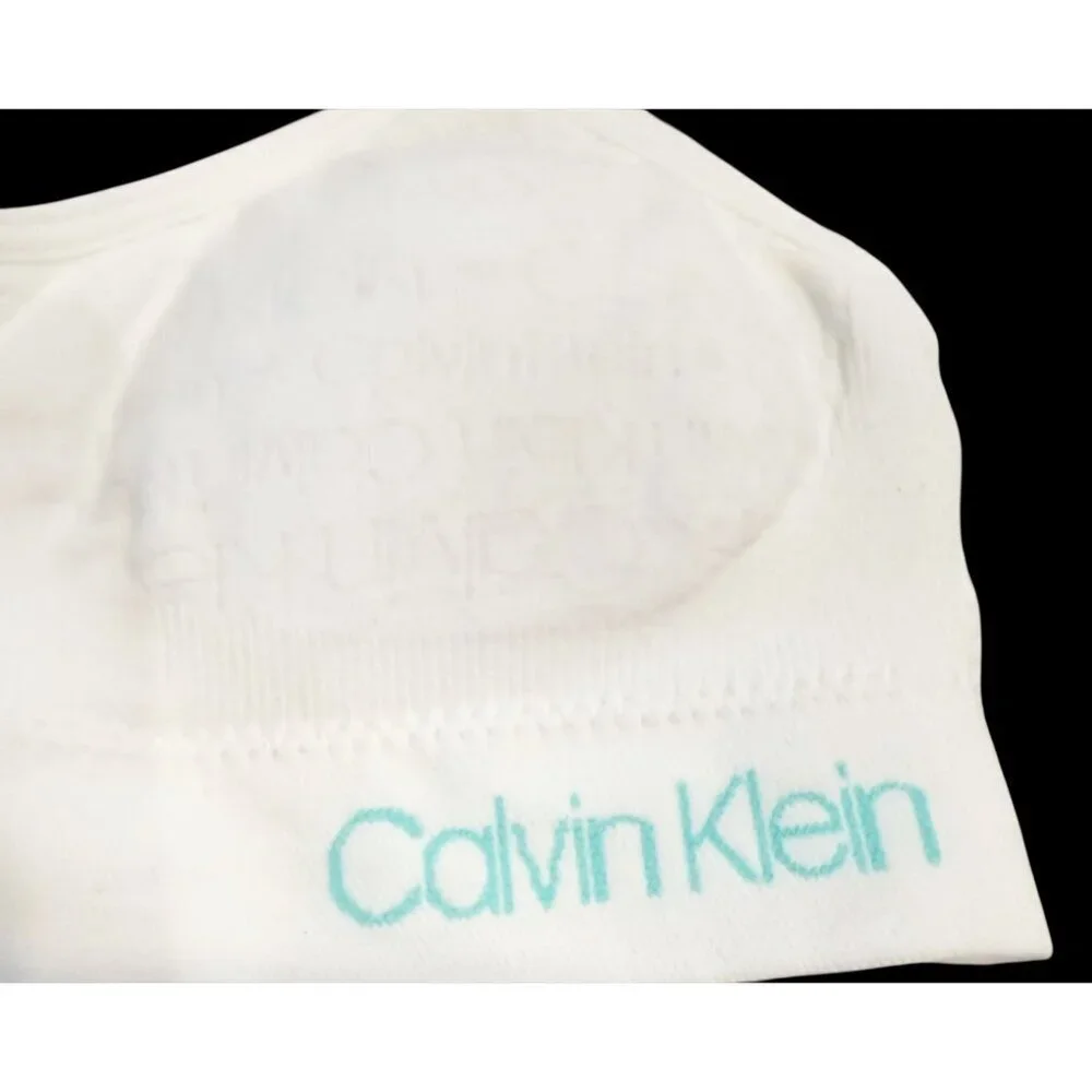 Two Calvin Klein Girl's Seamless Signature Bralettes White Size S (6/6X) NWT